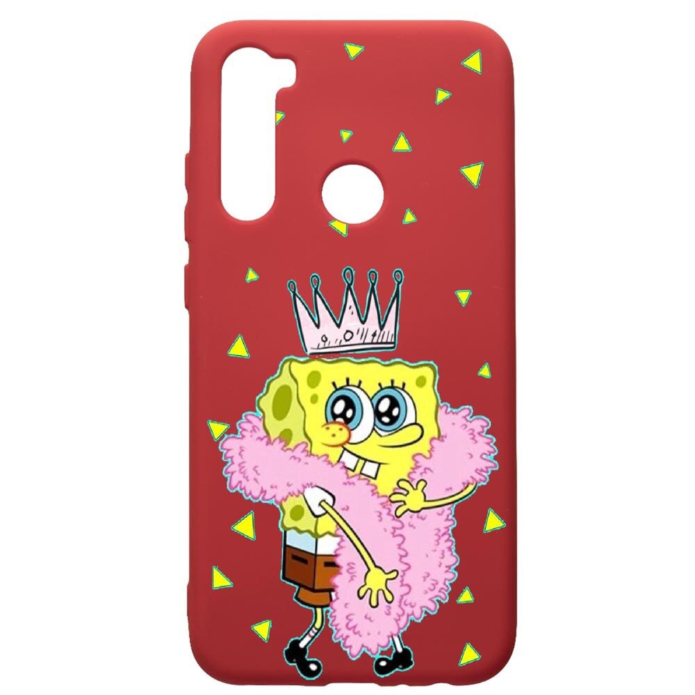 Husa de protectie Xiaomi Redmi Note 8, Spongebob, silicon, cu interiorul din material textil, protectie camera, Red, PR597