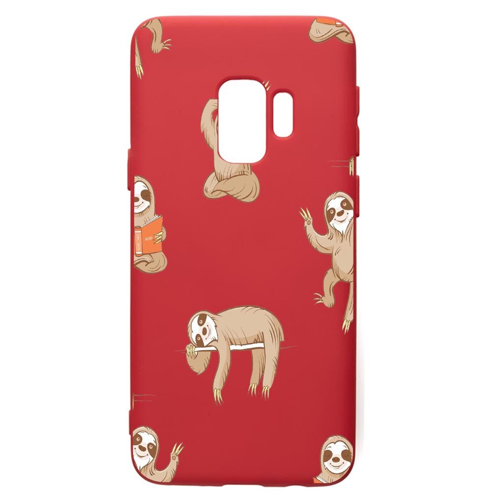 Husa de protectie Samsung Galaxy S9, Keep Calm - Be lazy, silicon, cu interiorul din material textil, protectie camera, Red, PR598