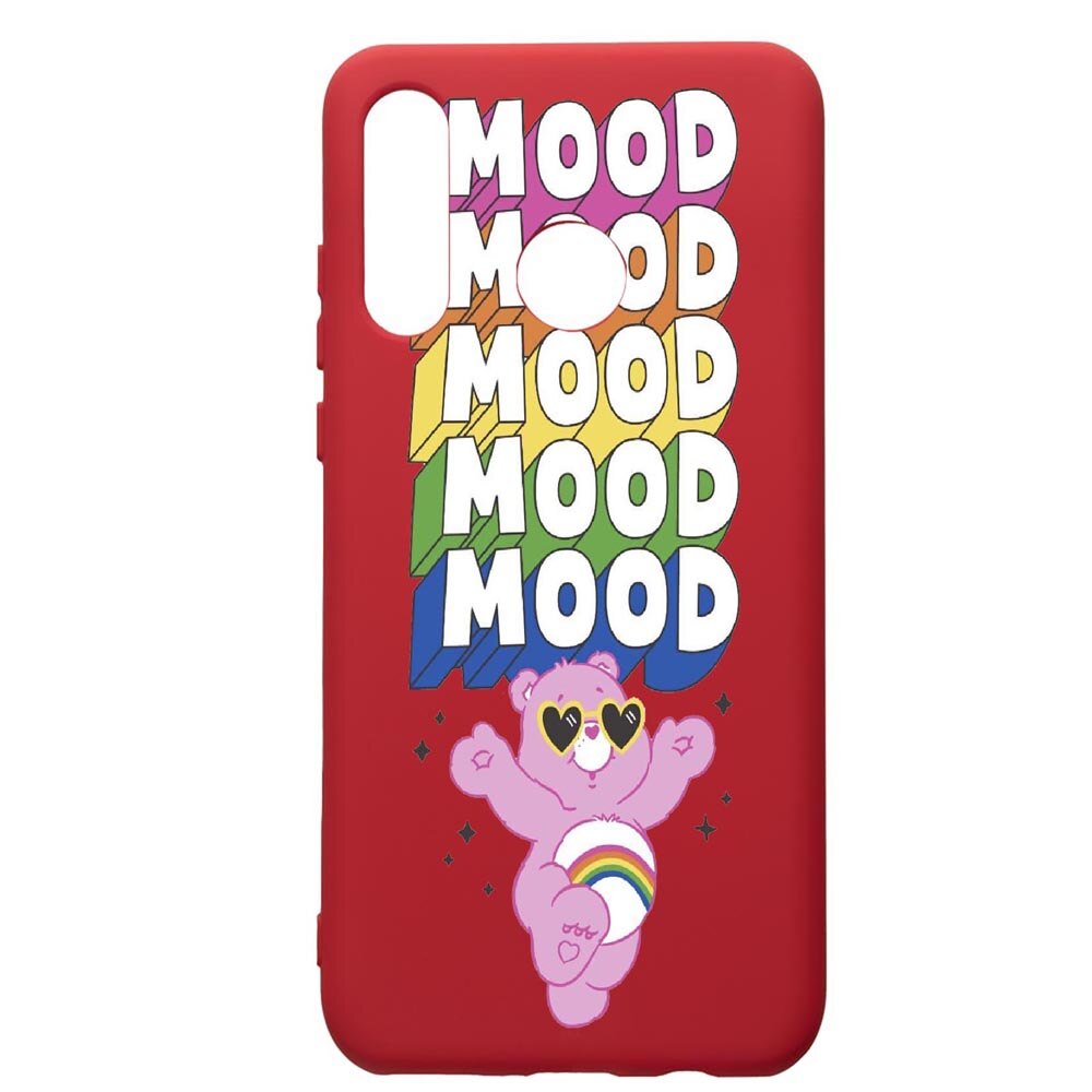 Husa de protectie Huawei P30 Lite, Mood - Pink Bear, silicon, cu interiorul din material textil, protectie camera, Red, PR599