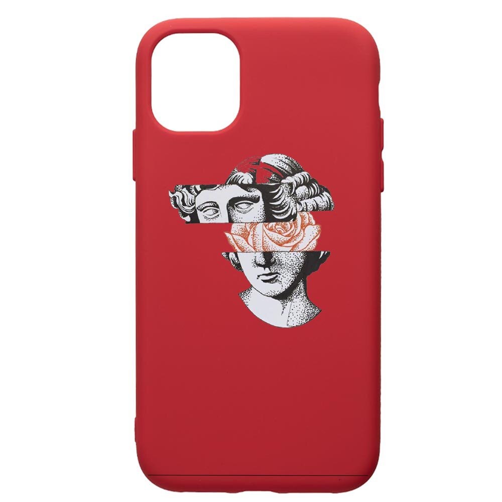 Husa de protectie Apple iPhone 11 Pro, Statue Rose, silicon, cu interiorul din material textil, protectie camera, Red, PR604