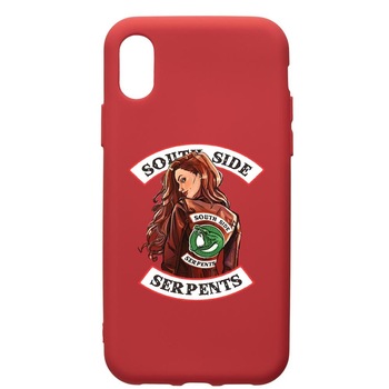 Husa de protectie Samsung Galaxy A01, Riverdale - South Side Serpents, silicon, cu interiorul din material textil, protectie camera, Red, PR606 Husa de protectie Samsung Galaxy A01, Riverdale - South Side Serpents, silicon, cu interiorul din material textil, protectie camera, Red, PR606