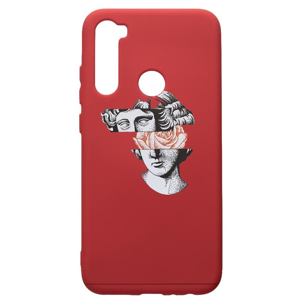 Husa de protectie Xiaomi Redmi Note 8, Statue Rose, silicon, cu interiorul din material textil, protectie camera, Red, PR604