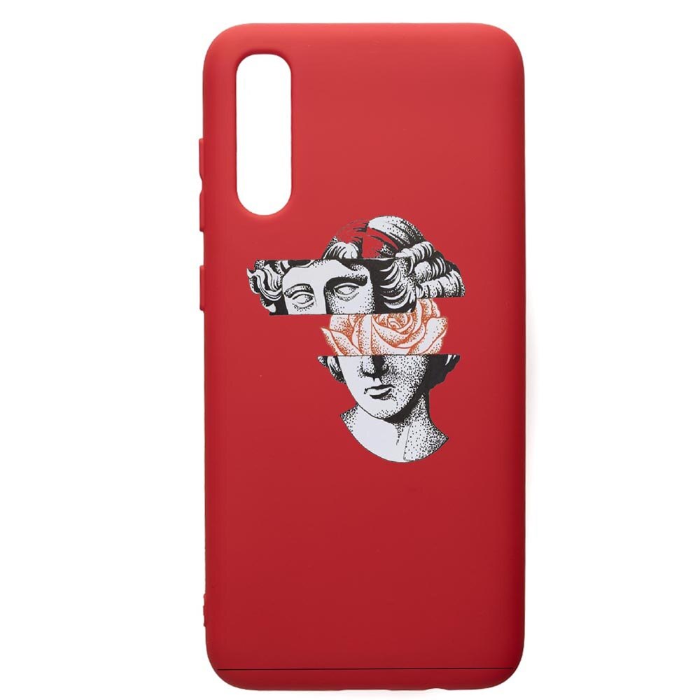 Husa de protectie Samsung Galaxy A70, Statue Rose, silicon, cu interiorul din material textil, protectie camera, Red, PR604