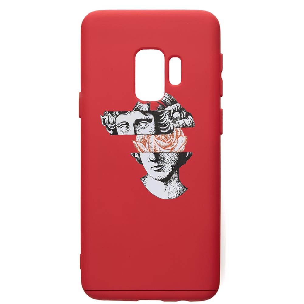 Husa de protectie Samsung Galaxy S9, Statue Rose, silicon, cu interiorul din material textil, protectie camera, Red, PR604