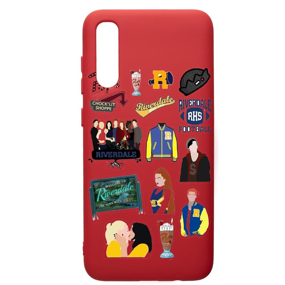 Husa de protectie Samsung Galaxy A70, Riverdale, silicon, cu interiorul din material textil, protectie camera, Red, PR608