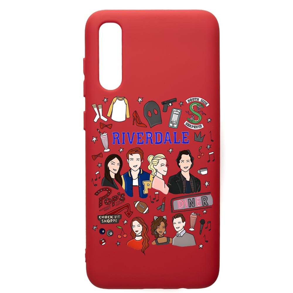 Husa de protectie Samsung Galaxy A70, Riverdale, silicon, cu interiorul din material textil, protectie camera, Red, PR607