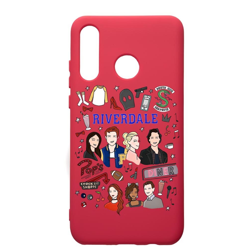 Husa de protectie Huawei P30 Lite, Riverdale, silicon, cu interiorul din material textil, protectie camera, Maroon, PM607