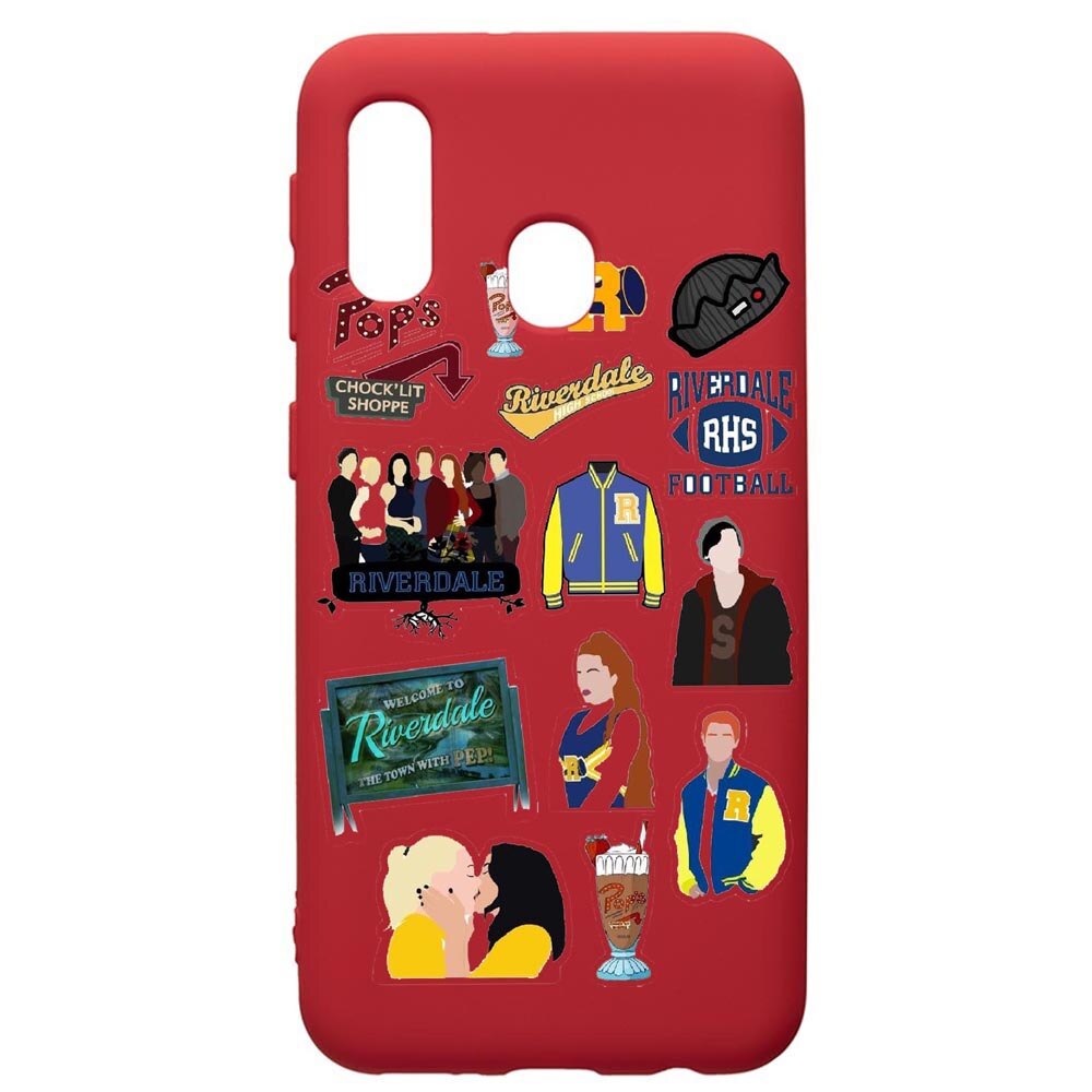 Husa de protectie Samsung Galaxy A40, Riverdale, silicon, cu interiorul din material textil, protectie camera, Red, PR608