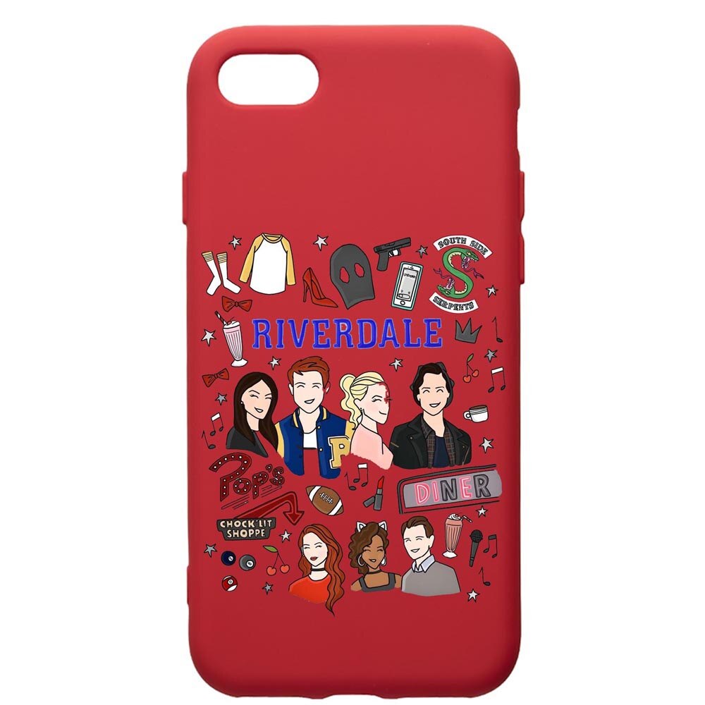 Husa de protectie Apple iPhone 8 Plus / iPhone 7 Plus, Riverdale, silicon, cu interiorul din material textil, protectie camera, Red, PR607