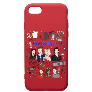 Husa de protectie Apple iPhone 8 Plus / iPhone 7 Plus, Riverdale, silicon, cu interiorul din material textil, protectie camera, Red, PR607 Husa de protectie Apple iPhone 8 Plus / iPhone 7 Plus, Riverdale, silicon, cu interiorul din material textil, protectie camera, Red, PR607