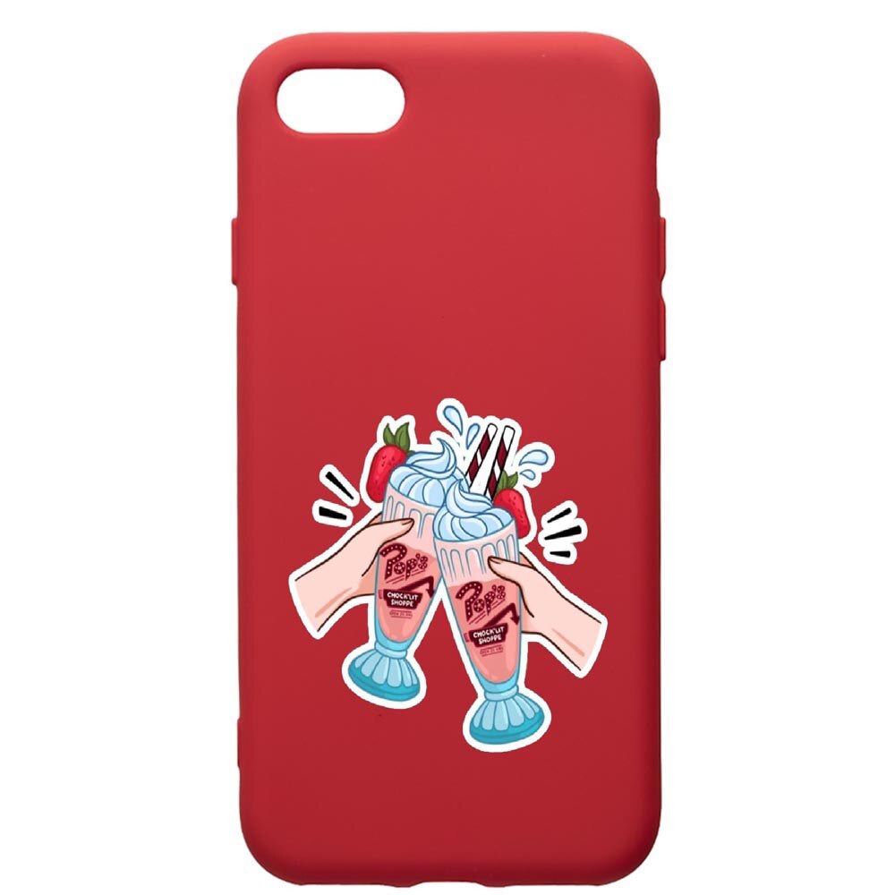 Husa de protectie Apple iPhone 8 Plus / iPhone 7 Plus, Riverdale - Shake, silicon, cu interiorul din material textil, protectie camera, Red, PR613