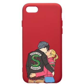 Husa de protectie Apple iPhone 8 Plus / iPhone 7 Plus, Riverdale - South Side Serpents, silicon, cu interiorul din material textil, protectie camera, Red, PR618 Husa de protectie Apple iPhone 8 Plus / iPhone 7 Plus, Riverdale - South Side Serpents, silicon, cu interiorul din material textil, protectie camera, Red, PR618