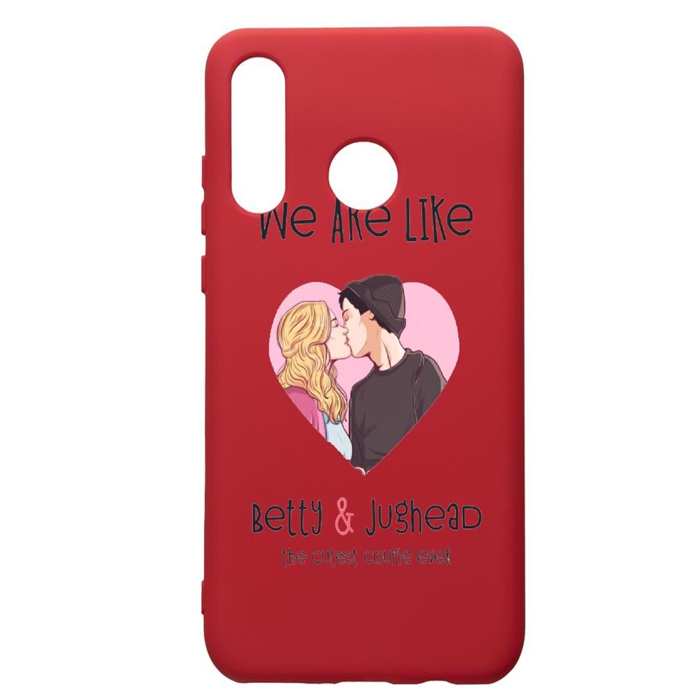 Husa de protectie Huawei P30 Lite, Happy Flowers, silicon, cu interiorul din material textil, protectie camera, Red, PR625