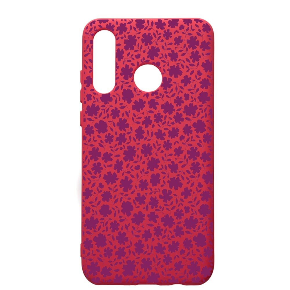 Husa de protectie Huawei P30 Lite, Flowers Pattern, silicon, cu interiorul din material textil, protectie camera, Maroon, PM627