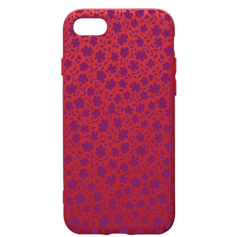 Husa de protectie Apple iPhone 8 Plus / iPhone 7 Plus, Flowers Pattern, silicon, cu interiorul din material textil, protectie camera, Red, PR627