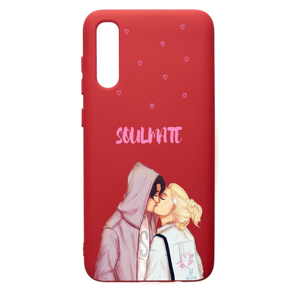 Husa de protectie Samsung Galaxy A70, Happy Flowers, silicon, cu interiorul din material textil, protectie camera, Red, PR626