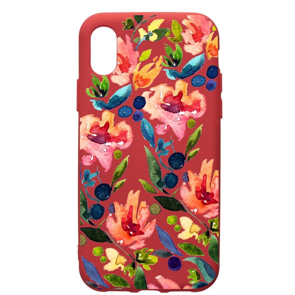 Husa de protectie Samsung Galaxy A01, Spring Flower, silicon, cu interiorul din material textil, protectie camera, Red, PR628