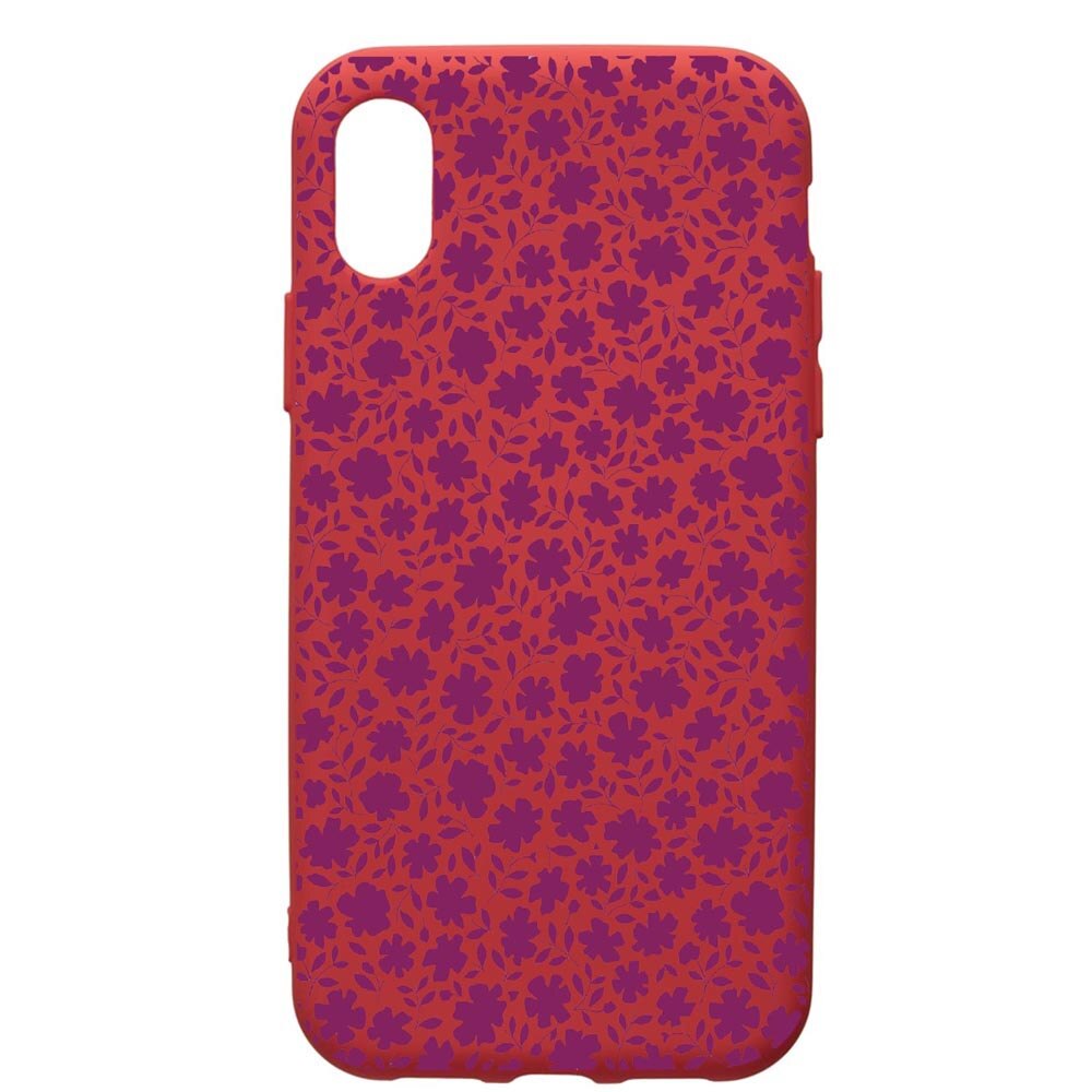 Husa de protectie Xiaomi Redmi 7A, Flowers Pattern, silicon, cu interiorul din material textil, protectie camera, Red, PR627