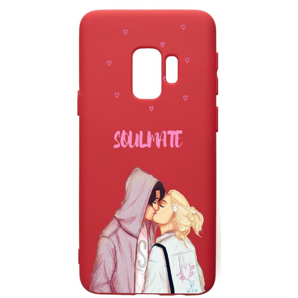 Husa de protectie Samsung Galaxy S9, Happy Flowers, silicon, cu interiorul din material textil, protectie camera, Red, PR626