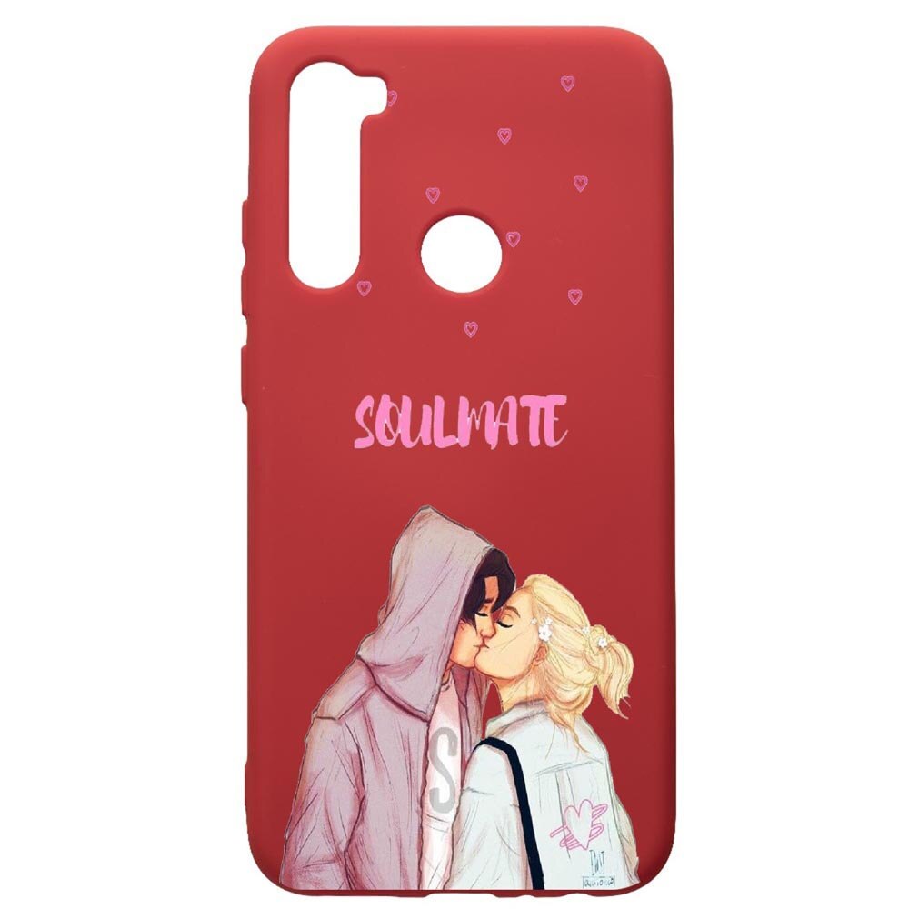 Husa de protectie Xiaomi Redmi Note 8, Happy Flowers, silicon, cu interiorul din material textil, protectie camera, Red, PR626