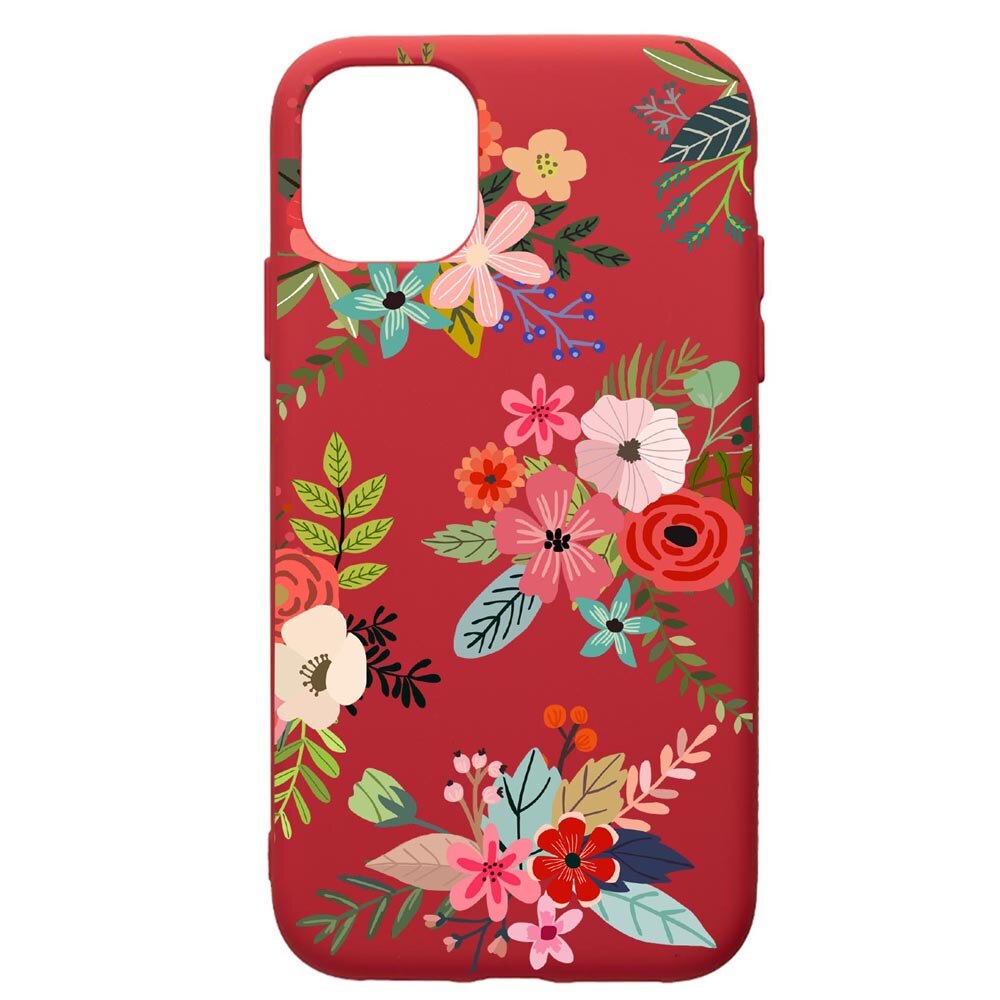 Husa de protectie Samsung Galaxy A51, Flowers, silicon, cu interiorul din material textil, protectie camera, Red, PR630