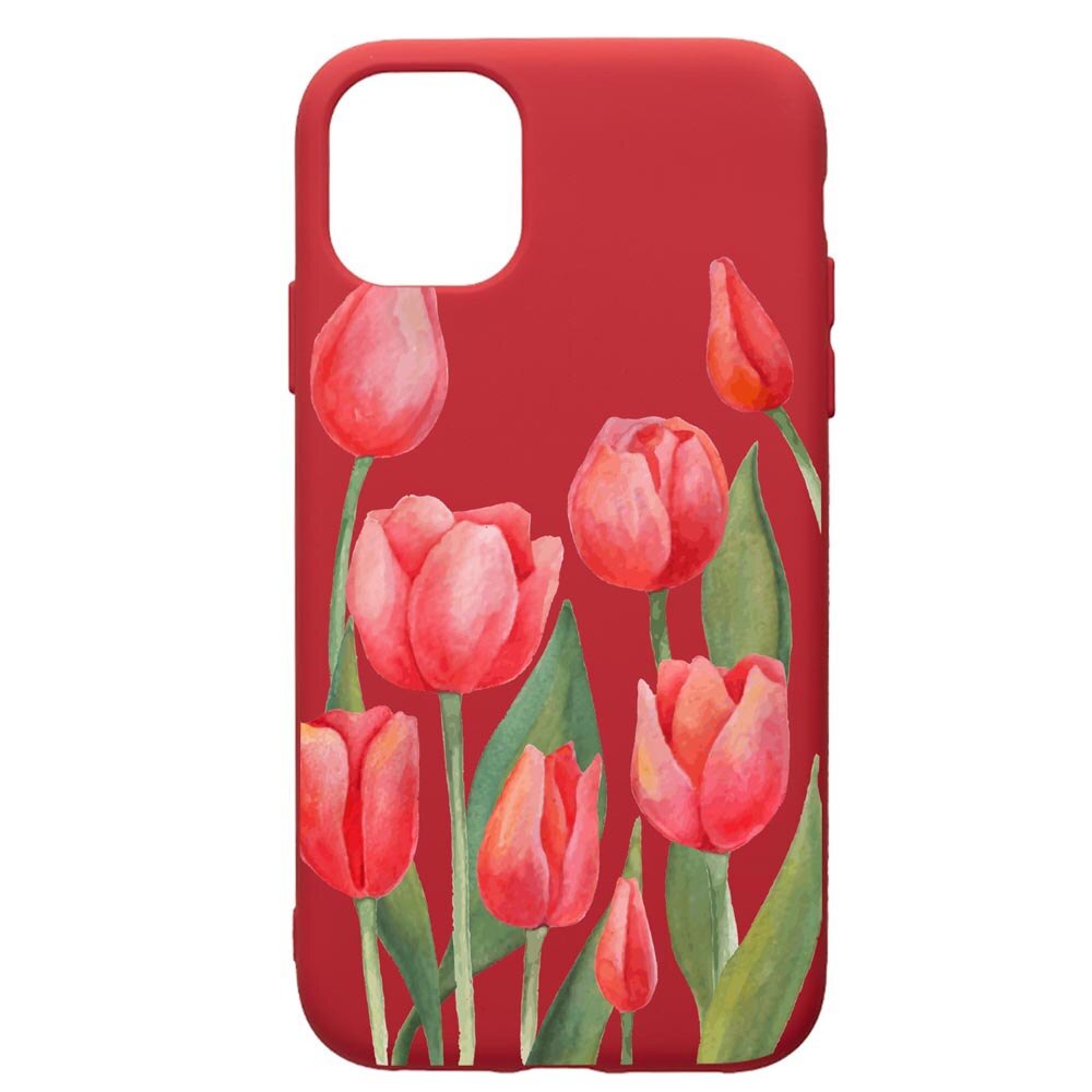 Husa de protectie Apple iPhone 11, Red Roses, silicon, cu interiorul din material textil, protectie camera, Red, PR633