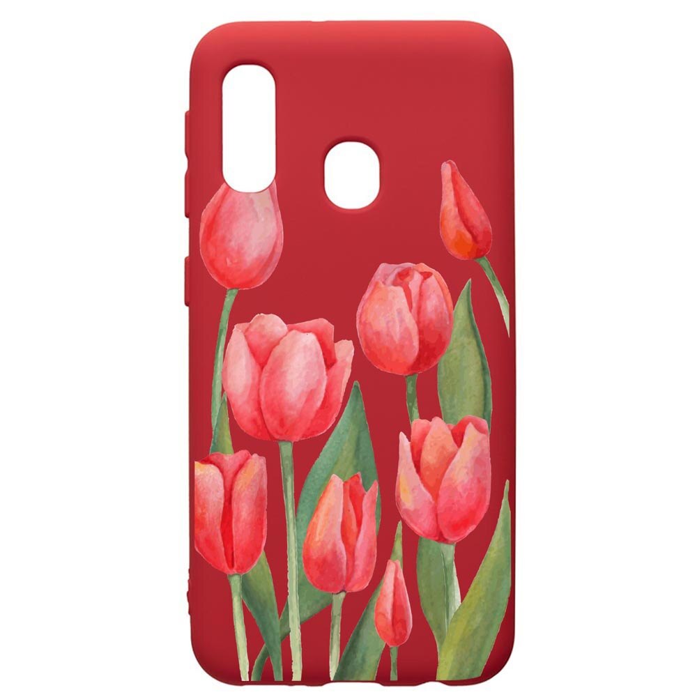 Husa de protectie Samsung Galaxy A40, Red Roses, silicon, cu interiorul din material textil, protectie camera, Red, PR633