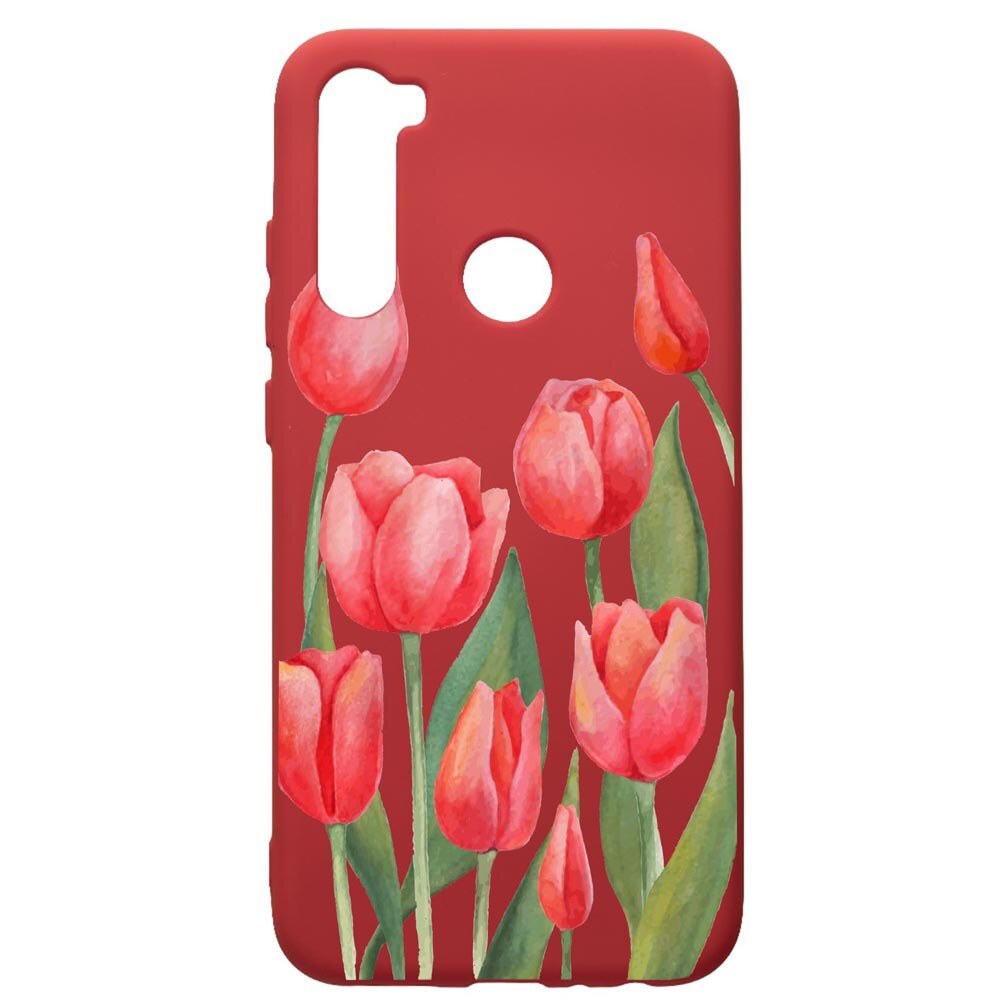 Husa de protectie Xiaomi Redmi Note 8, Red Roses, silicon, cu interiorul din material textil, protectie camera, Red, PR633