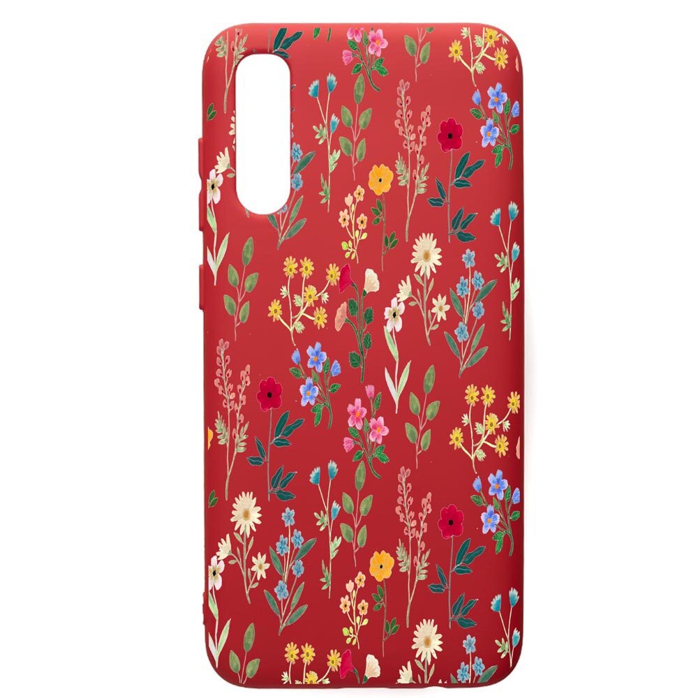 Husa de protectie Samsung Galaxy A70, Spring Flowers, silicon, cu interiorul din material textil, protectie camera, Red, PR635
