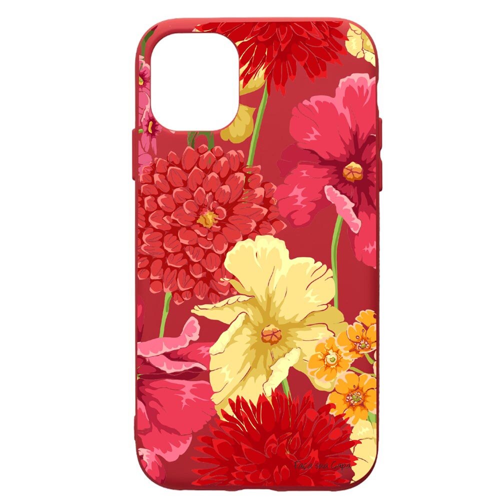 Husa de protectie Samsung Galaxy A51, Flowers - Red Yellow, silicon, cu interiorul din material textil, protectie camera, Red, PR634