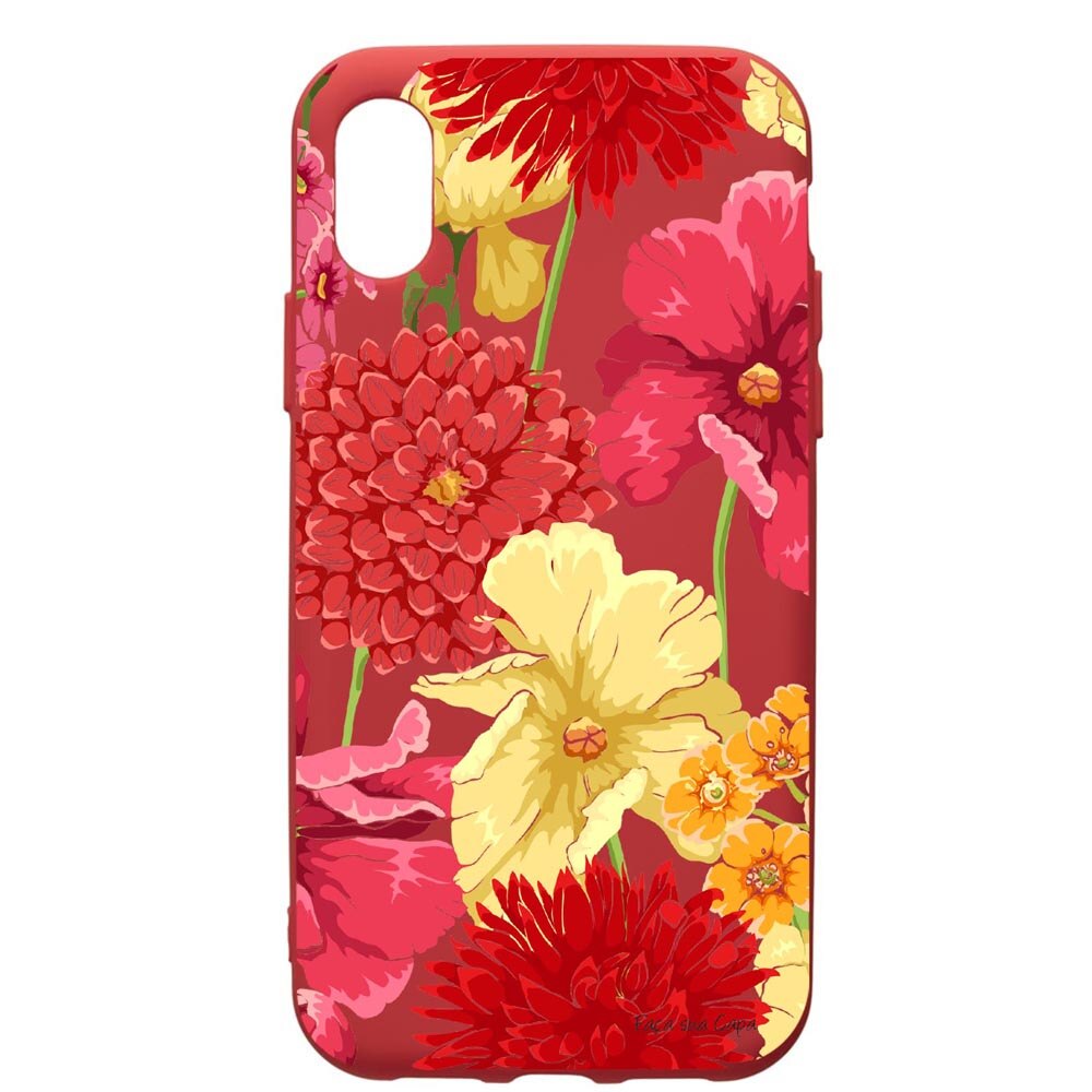 Husa de protectie Samsung Galaxy A01, Flowers - Red Yellow, silicon, cu interiorul din material textil, protectie camera, Red, PR634