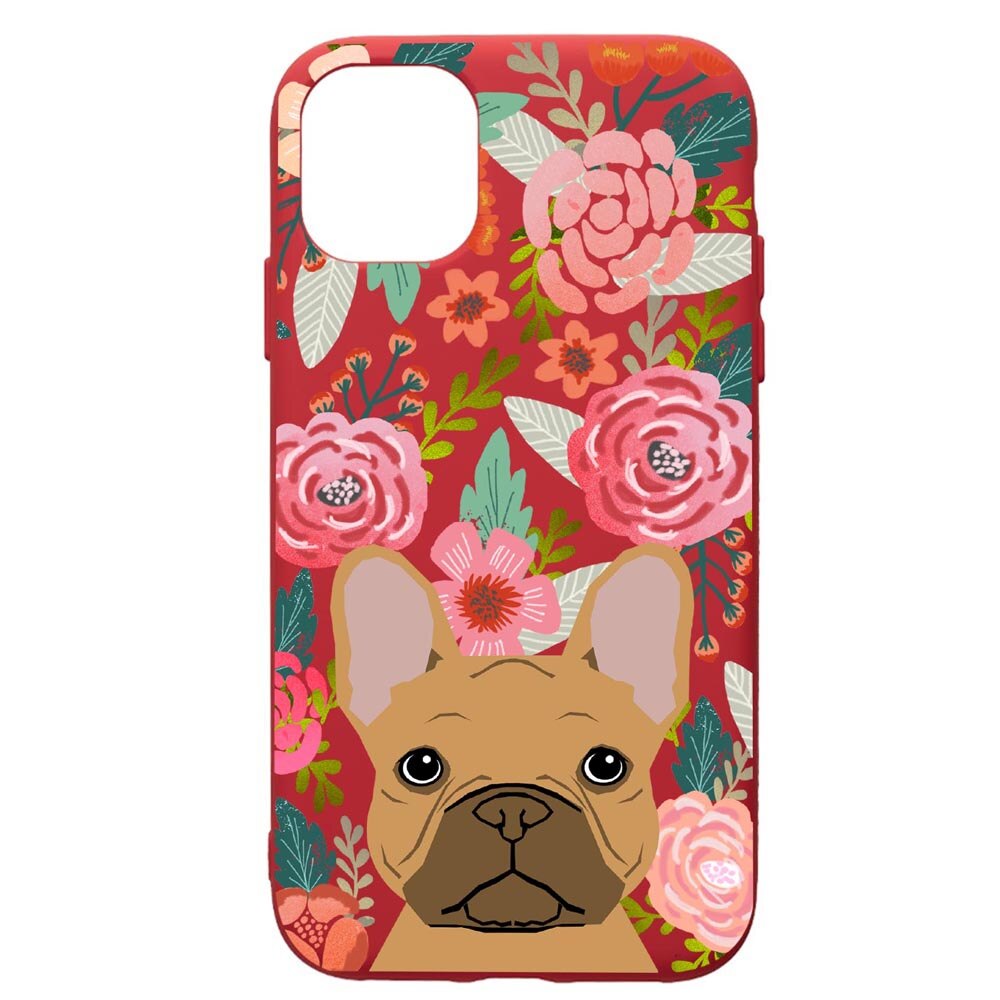 Husa de protectie Samsung Galaxy A51, Dog In Flowers, silicon, cu interiorul din material textil, protectie camera, Red, PR637