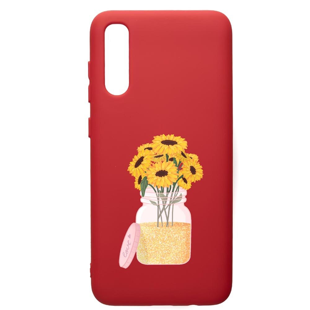 Husa de protectie Samsung Galaxy A70, SunFlower, silicon, cu interiorul din material textil, protectie camera, Red, PR639