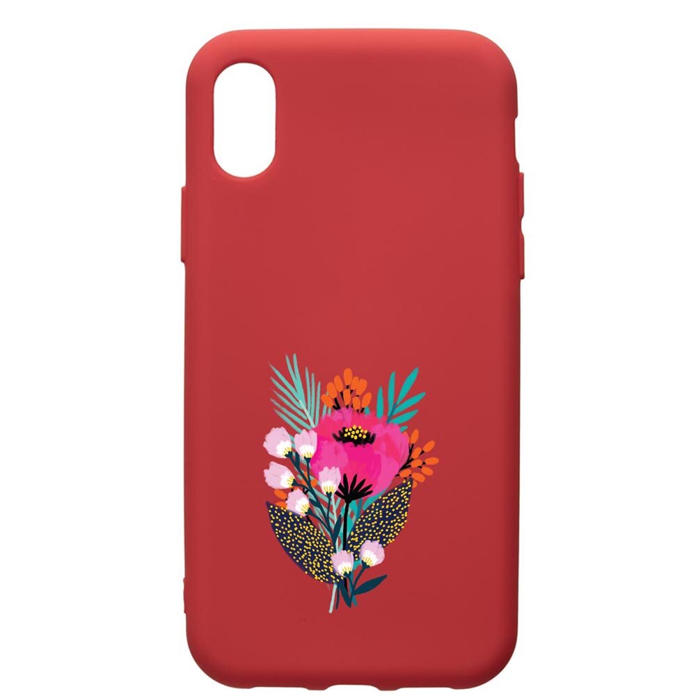 Husa de protectie Samsung Galaxy A01, Flowers, silicon, cu interiorul din material textil, protectie camera, Red, PR641