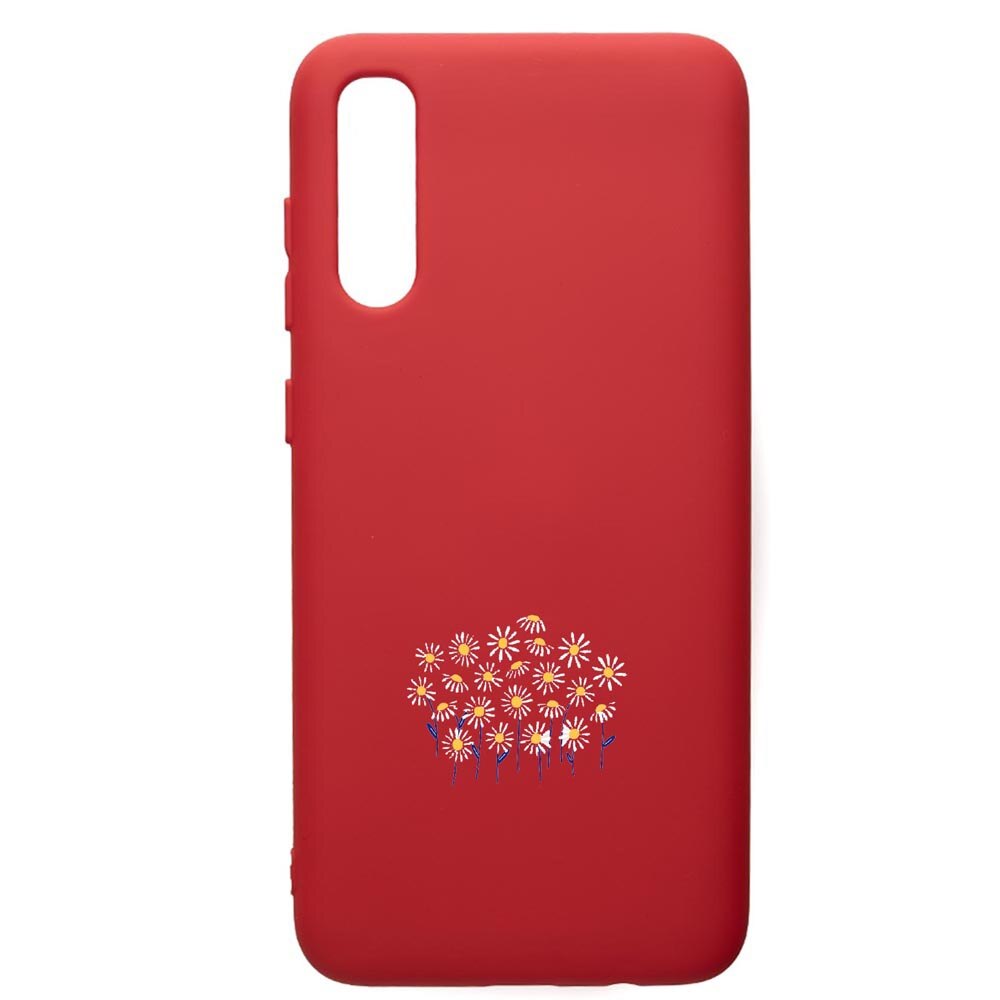 Husa de protectie Samsung Galaxy A30S, Little Flowers, silicon, cu interiorul din material textil, protectie camera, Red, PR642