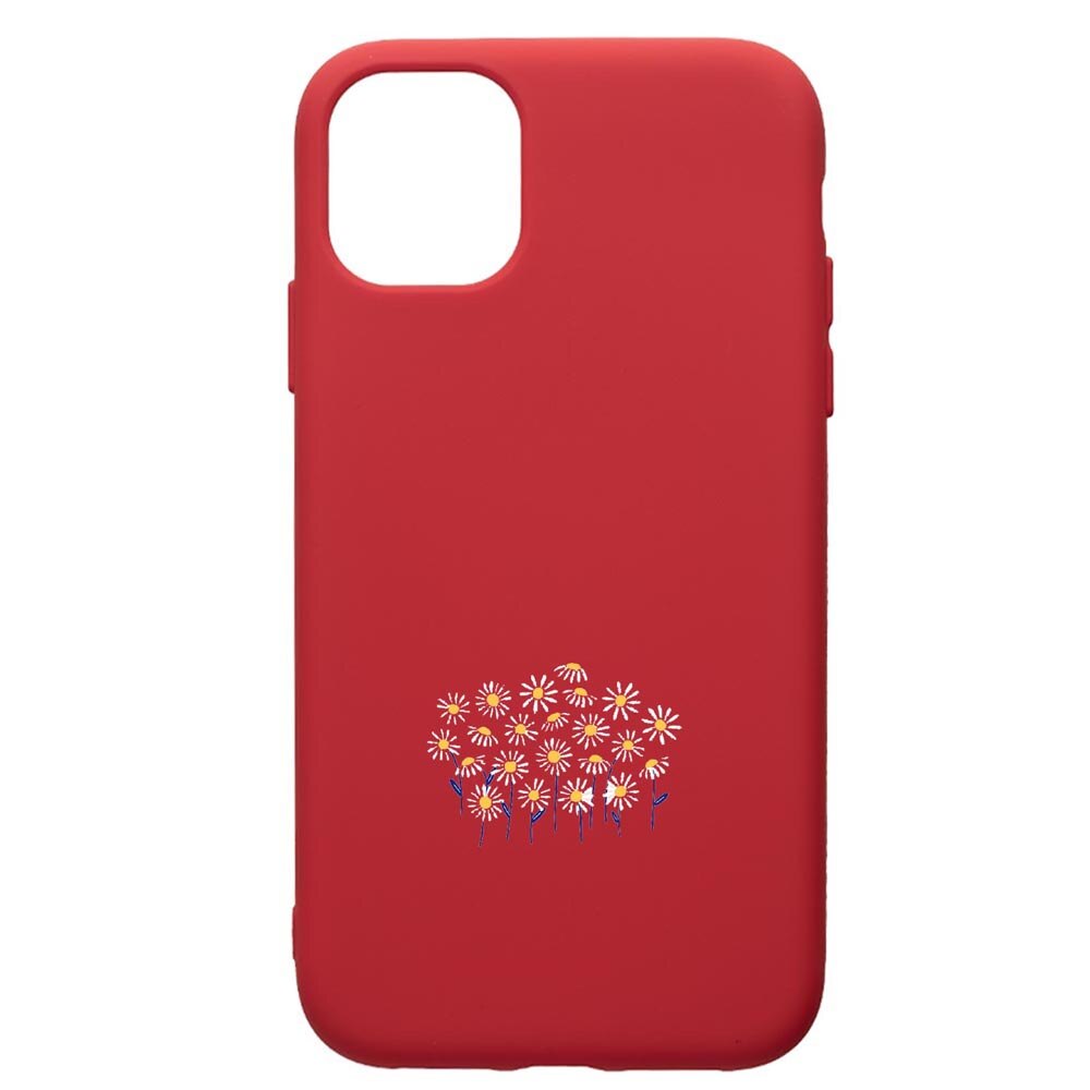 Husa de protectie Apple iPhone 12 Mini, Little Flowers, silicon, cu interiorul din material textil, protectie camera, Red, PR642