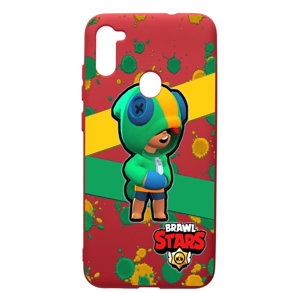 Husa de protectie Samsung Galaxy A11, Brawl Stars Leon, silicon, cu interiorul din material textil, protectie camera, Red, PR647