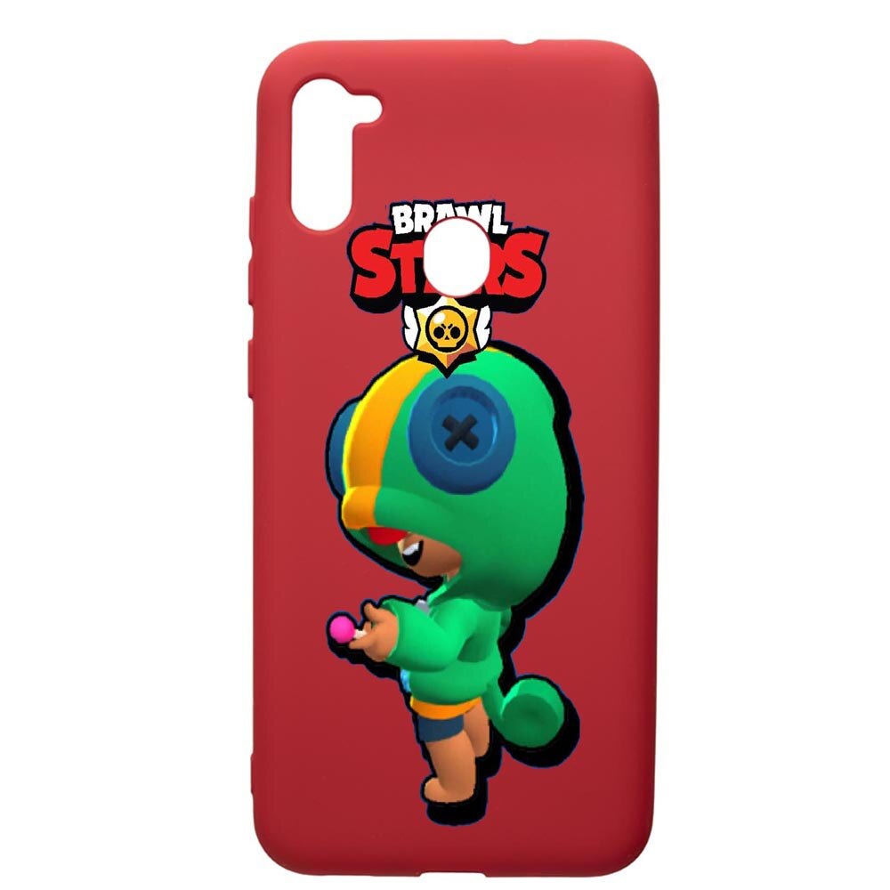 Husa de protectie Samsung Galaxy A11, Brawl Stars Leon, silicon, cu interiorul din material textil, protectie camera, Red, PR648