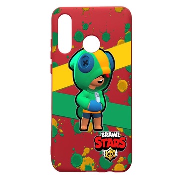 Husa de protectie Huawei P30 Lite, Brawl Stars Leon, silicon, cu interiorul din material textil, protectie camera, Red, PR647 Husa de protectie Huawei P30 Lite, Brawl Stars Leon, silicon, cu interiorul din material textil, protectie camera, Red, PR647