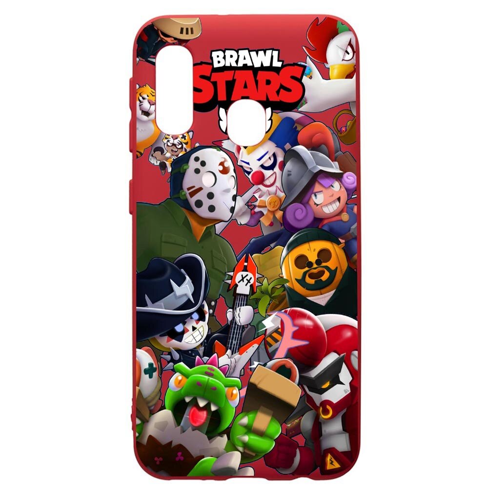 Husa de protectie Samsung Galaxy A40, Brawl Stars, silicon, cu interiorul din material textil, protectie camera, Red, PR646