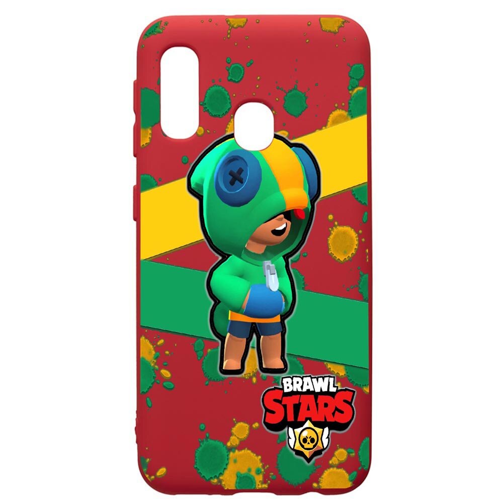 Husa de protectie Samsung Galaxy A20E, Brawl Stars Leon, silicon, cu interiorul din material textil, protectie camera, Red, PR647