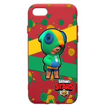 Husa de protectie Apple iPhone SE 2 / iPhone 8 / iPhone 7, Brawl Stars Leon, silicon, cu interiorul din material textil, protectie camera, Red, PR647 Husa de protectie Apple iPhone SE 2 / iPhone 8 / iPhone 7, Brawl Stars Leon, silicon, cu interiorul din material textil, protectie camera, Red, PR647