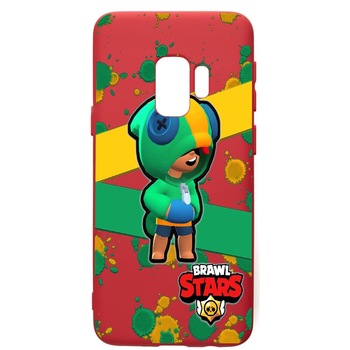 Husa de protectie Samsung Galaxy S9, Brawl Stars Leon, silicon, cu interiorul din material textil, protectie camera, Red, PR647 Husa de protectie Samsung Galaxy S9, Brawl Stars Leon, silicon, cu interiorul din material textil, protectie camera, Red, PR647