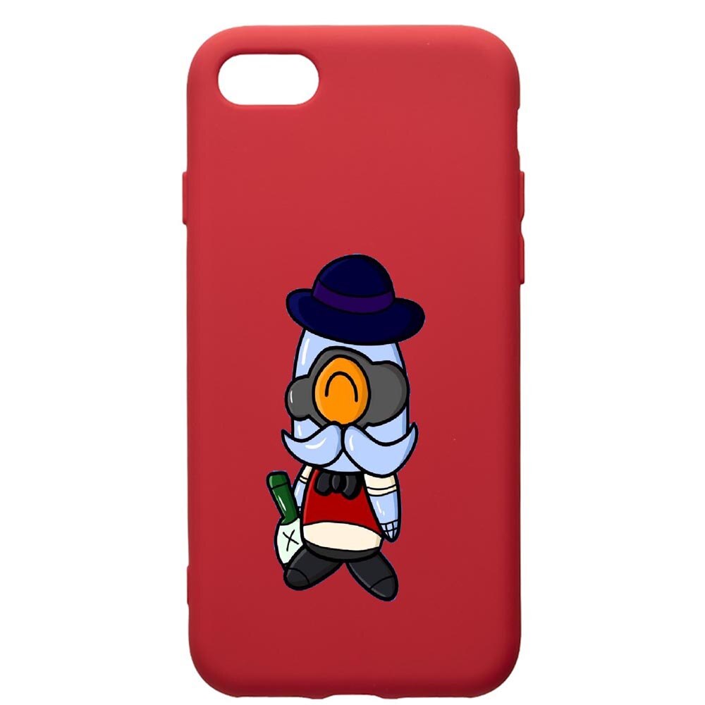 Husa de protectie Apple iPhone 8 Plus / iPhone 7 Plus, Brawl Stars, silicon, cu interiorul din material textil, protectie camera, Red, PR649