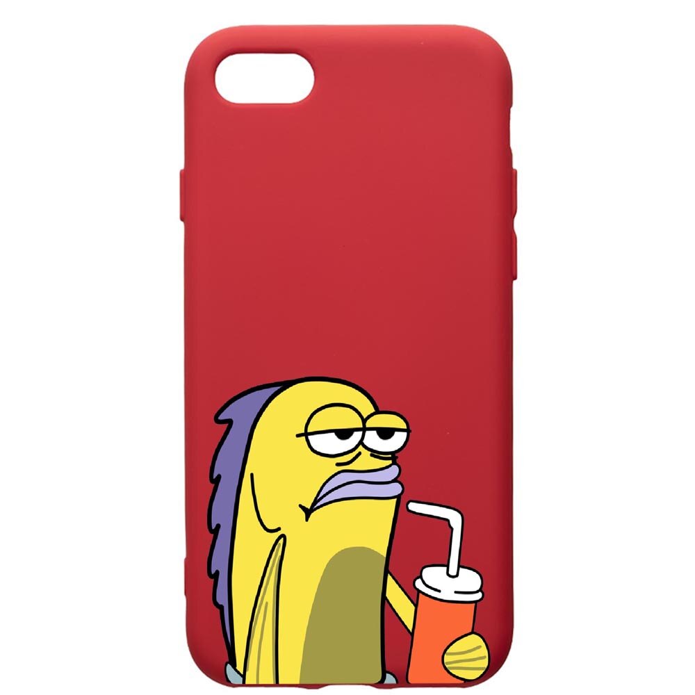 Husa de protectie Apple iPhone 8 Plus / iPhone 7 Plus, Meme, silicon, cu interiorul din material textil, protectie camera, Red, PR652