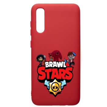 Husa de protectie Samsung Galaxy A70, Brawl Starss, silicon, cu interiorul din material textil, protectie camera, Red, PR651 Husa de protectie Samsung Galaxy A70, Brawl Starss, silicon, cu interiorul din material textil, protectie camera, Red, PR651