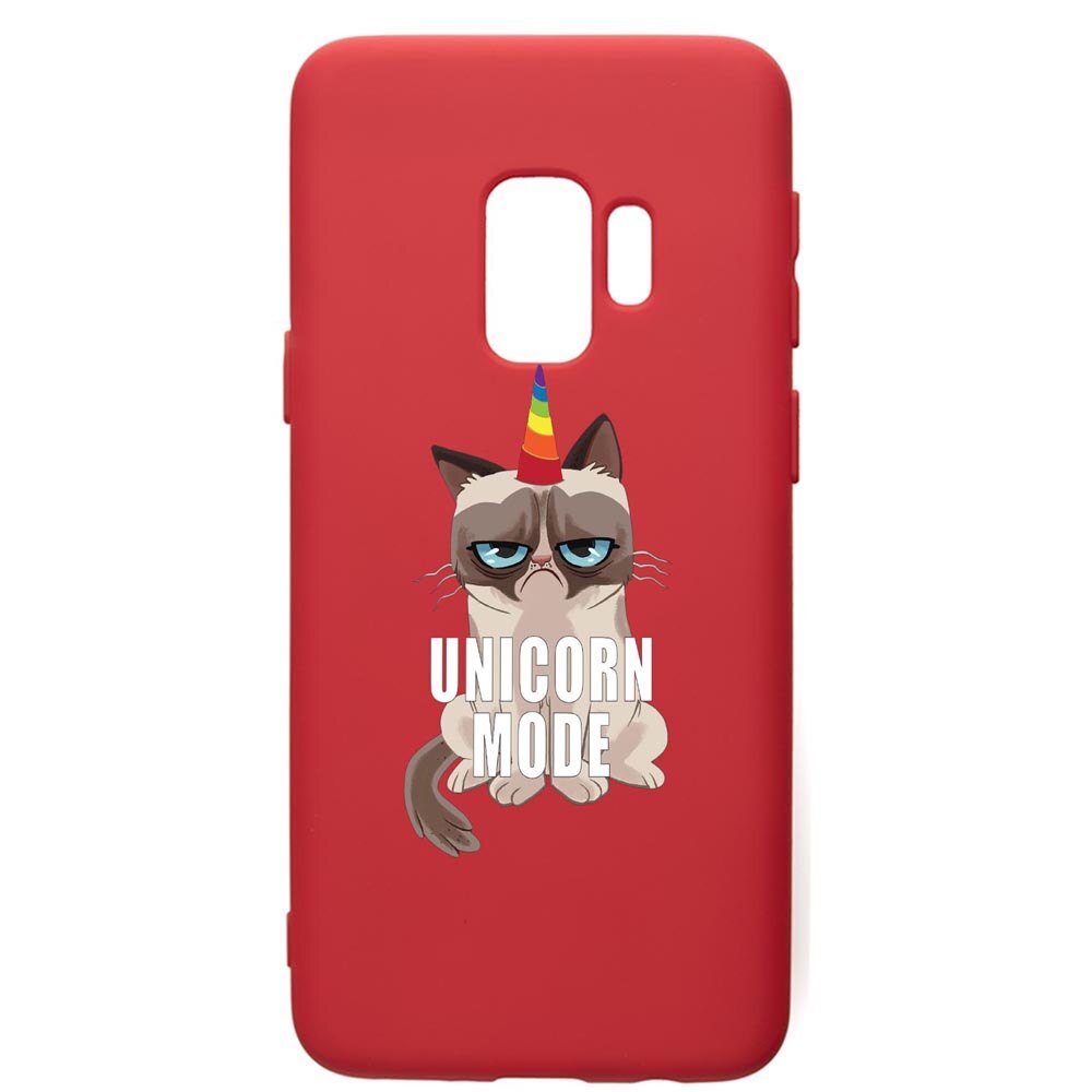 Husa de protectie Samsung Galaxy S9, Meme - Gumpy Unicorn Mode, silicon, cu interiorul din material textil, protectie camera, Red, PR654