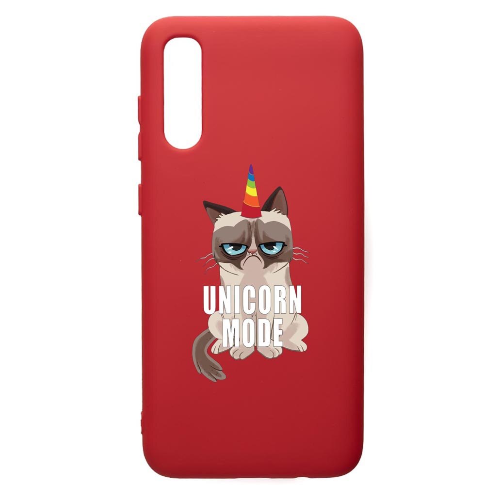 Husa de protectie Samsung Galaxy A30S, Meme - Gumpy Unicorn Mode, silicon, cu interiorul din material textil, protectie camera, Red, PR654