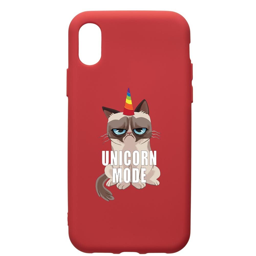 Husa de protectie Apple iPhone XR, Meme - Gumpy Unicorn Mode, silicon, cu interiorul din material textil, protectie camera, Red, PR654
