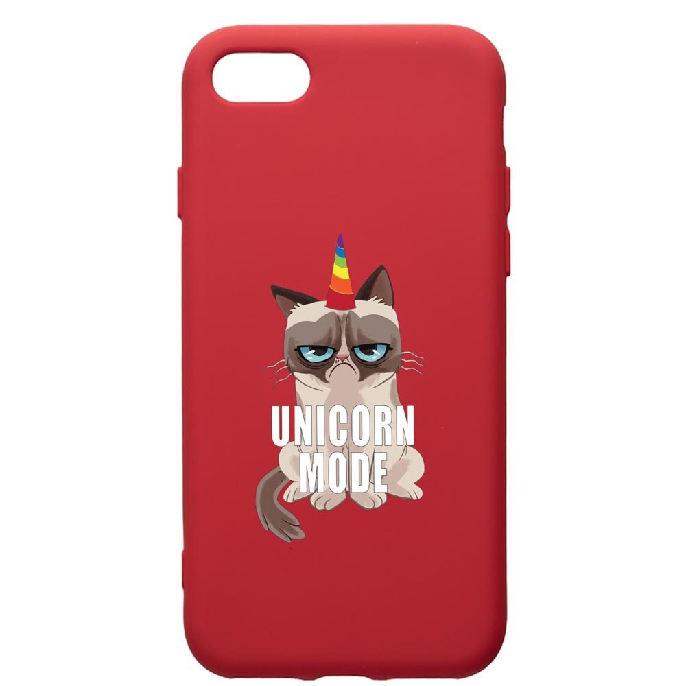 Husa de protectie Apple iPhone 8 Plus / iPhone 7 Plus, Meme - Gumpy Unicorn Mode, silicon, cu interiorul din material textil, protectie camera, Red, PR654